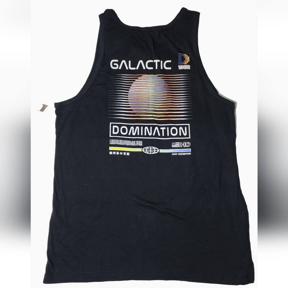Men's Black Tank Top XL 1982 HD Galactic Domination HD Cotton Made In USA